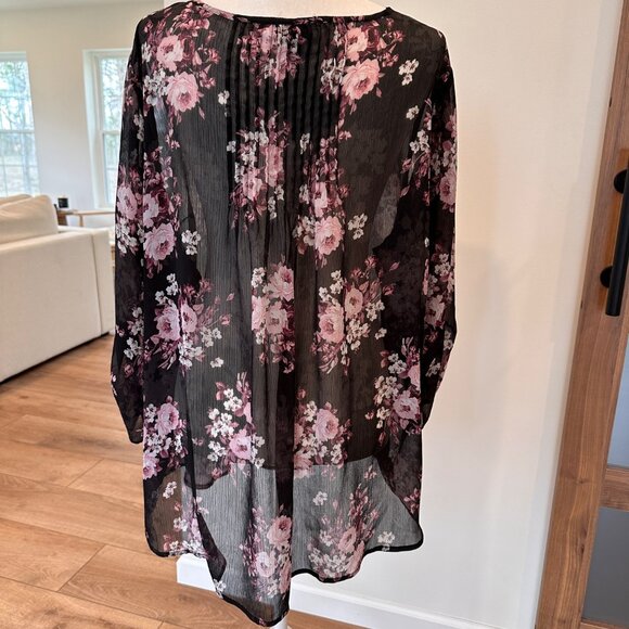 Torrid | 3XL Black Floral Sheer Top Dark Romance Bloomcore Flowers Date Night - Picture 7 of 11